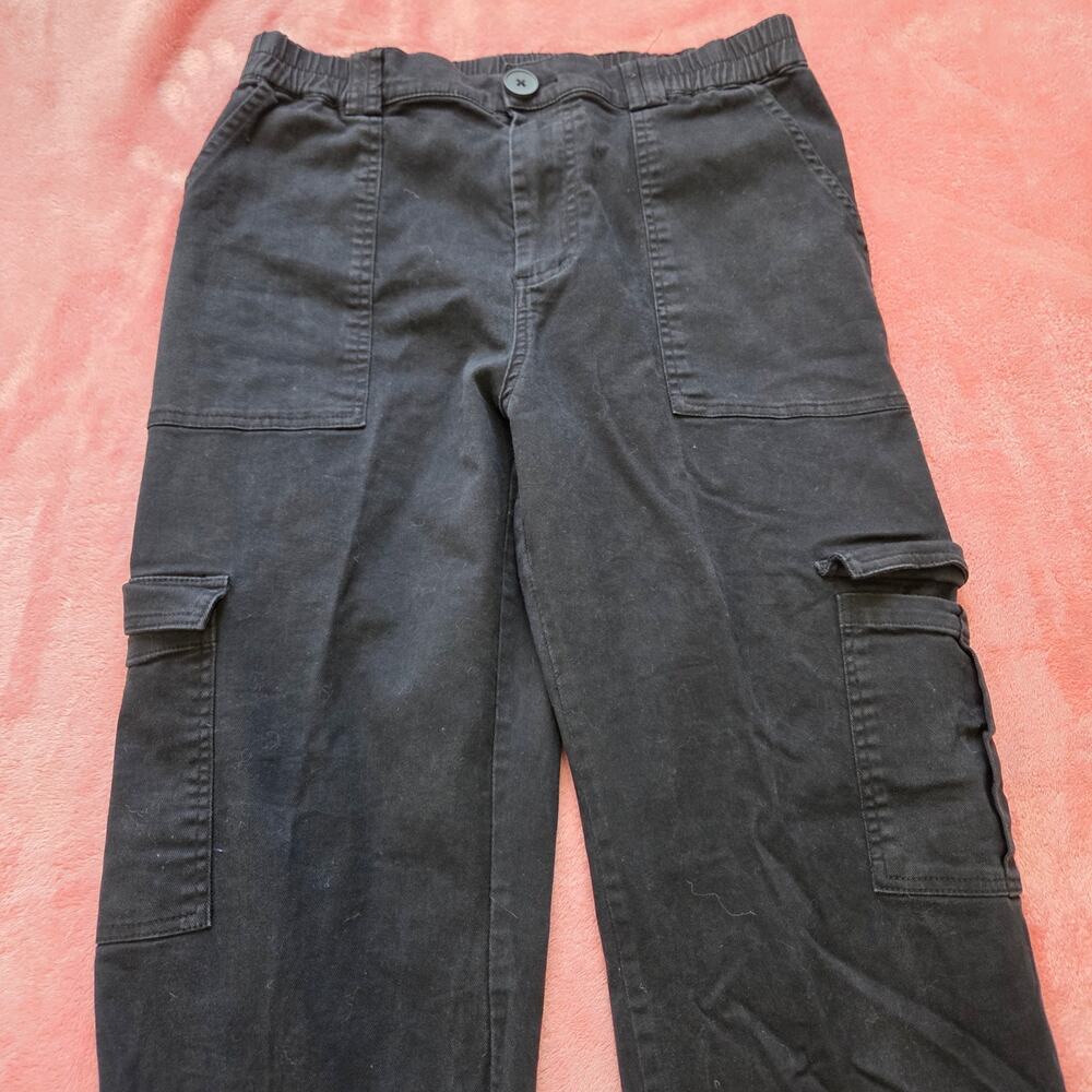 LEPUNUO Women's Elastic Waist Black Cargo Pants Size M - Picture 4 of 8
